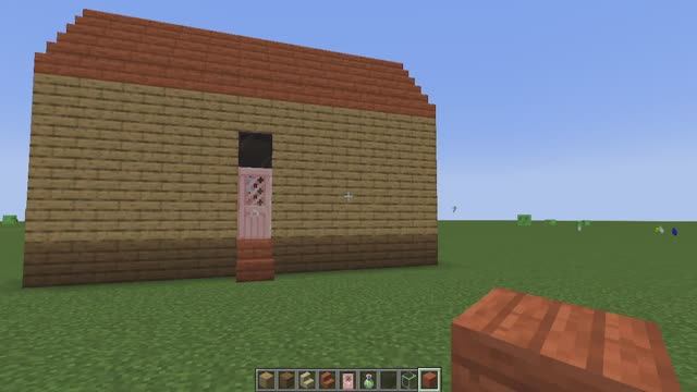 как построить стартовый дом с акациевой крышей в minecraft
