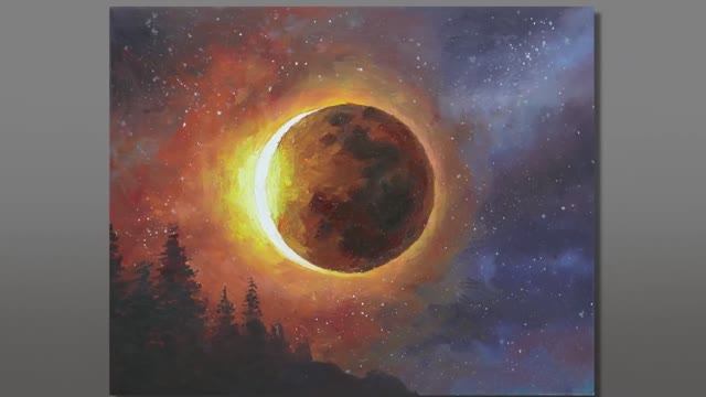 Как нарисовать затмение солнца / Акриловая живопись