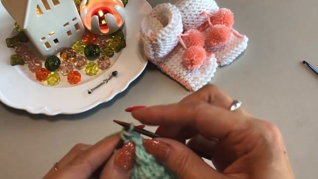 МК . «Носочки-пинетки на двух спицах !» Проще не бывает . Октябрь 2019