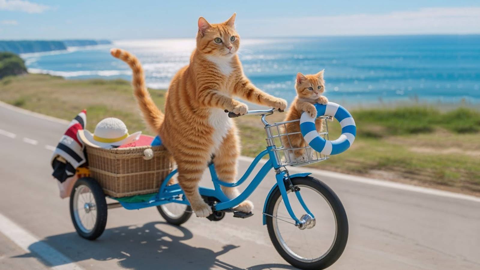 Mama Cat Picks Strawberries & Eggs Bakes Birthday Cake & Makes Tiger Hat For Kittens At Home 🐾