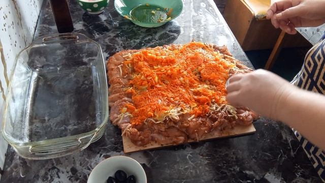 Праздничный рулет из курицы 🫔🔥😋💐❤️❤️❤️