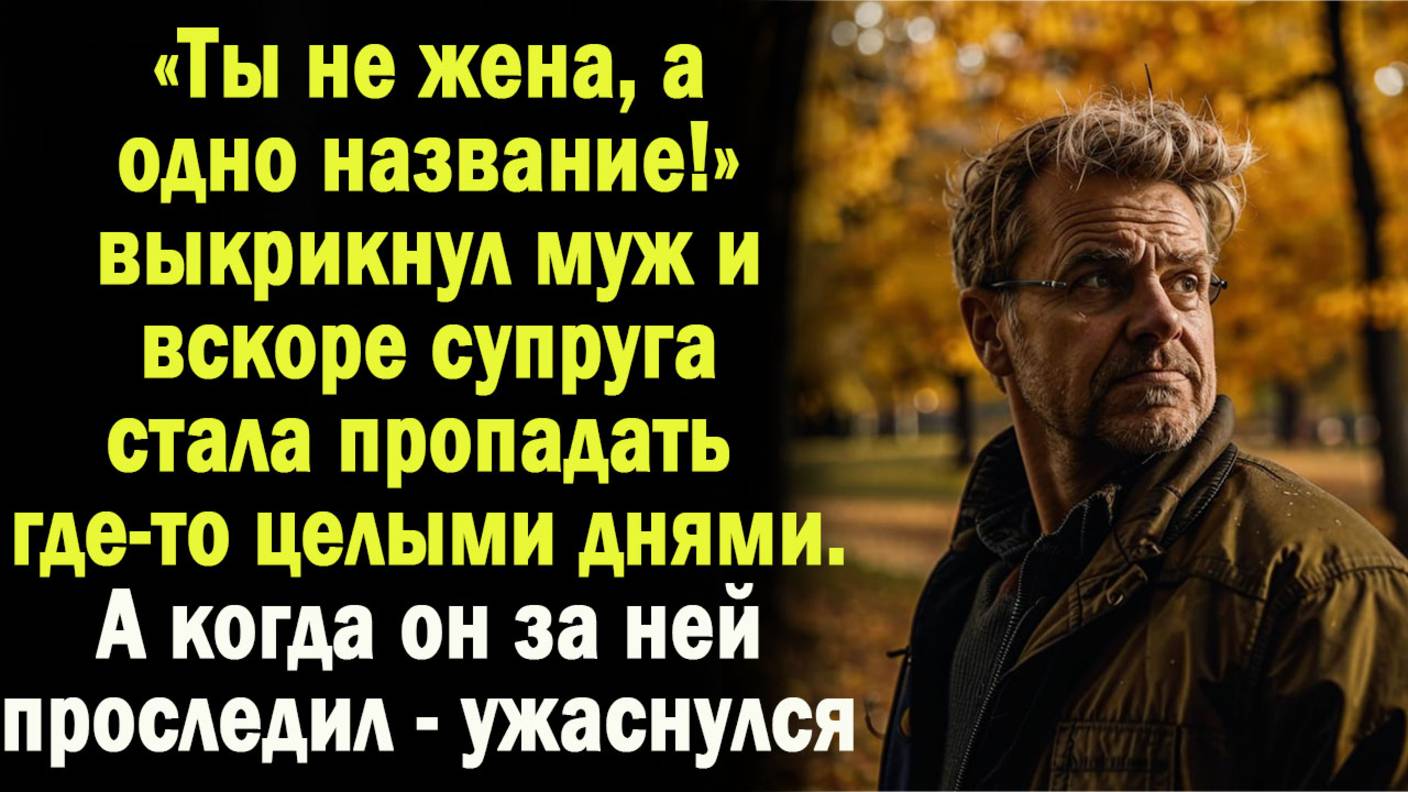 -Не жена, а одно название! - выкрикнул муж и жена стала пропадать целыми днями. А когда он за ней