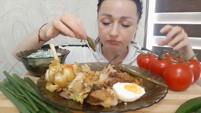 MUKBANG🇺🇿Плов Домашний🧄/Салат/Чай💫#мукбанг#еда#неасм