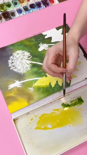 🌱 Новый урок в творческом клубе - рисуем акварелью красивый сюжет с одуванчиками! #клуб_dariart