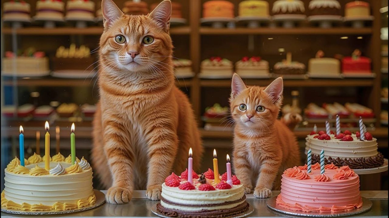 Mama Cat and Kitten Make Birthday Cake for Puppy & Makes Tiger Hat For Kittens At Home 🐾🧶🥚