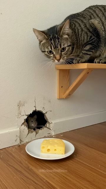 The Cat's Shocking Trap… Will the Mouse Survive？ #cutepets #funnyanimals #kitten