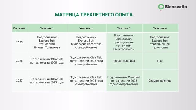 Матрица трехлетнего опыта