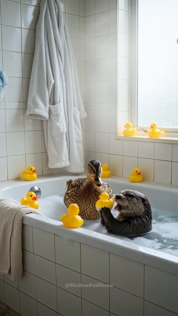 The Otter’s Secret Double Life – Bath Time with a Duck!