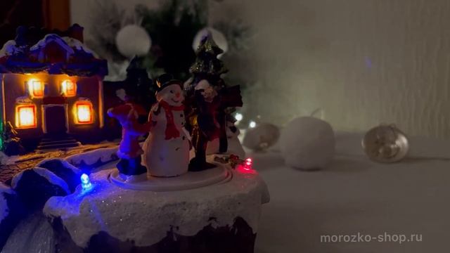 Миниатюра РОЖДЕСТВЕНСКИЕ УДОВОЛЬСТВИЯ - СНЕГОВИК с LED-огнями и динамикой, 19х16х15 см 481091-2