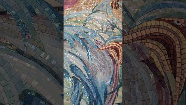 Панно из мозаики для ванной комнаты "Волшебный цветок"