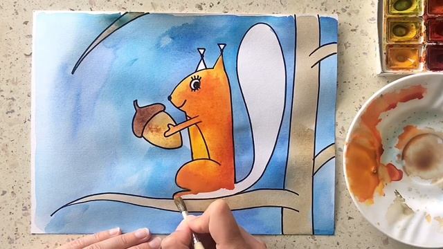 Рисовальная прогулка по лесу. Звериная. Белочка