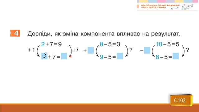 Досліджуємо таблиці віднімання чисел другої п'ятірки.