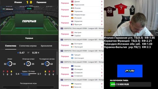 Смотрим Лигу Наций в прямом эфире. Италия - Германия / Н