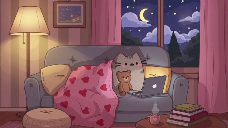 Pusheen’s Cozy Pink Room 🌙 Calm Lofi for Focus & Relaxation 🌇Лоуфай вибрации для умиротворенияя