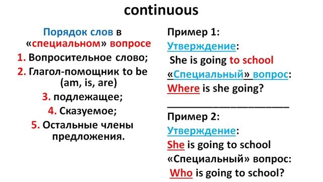 Виды вопросoв present continuous