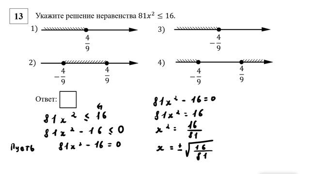 ОГЭ. Математика. Задание 13. Укажите решение неравенства
