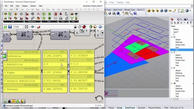 1.5 Exporting program areas to Excel and baking surfaces with color information- ThinkParametric
