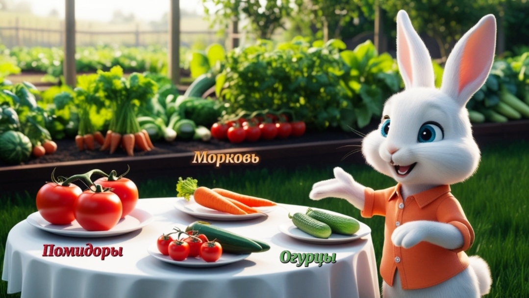 Учим Полезные Овощи🥦🥒🍅С Кроликом Ролли и Друзьями, Песенки Для Детей🥕🍆🎶