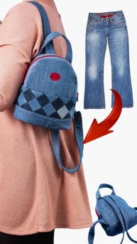 Как легко сшить симпатичный мини-рюкзак своими руками из старых джинсов 👜✂️