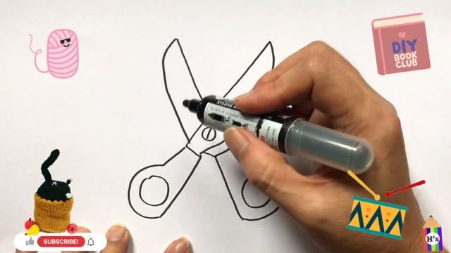 How To Draw Cute Scissors | Bolalar uchun qaychi rasm chizish | ножницы для рисова?