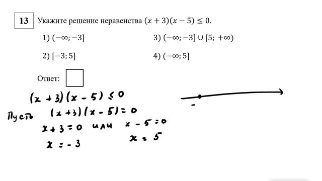 ОГЭ. Математика. Задание 13. Укажите решение неравенства