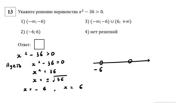 ОГЭ. Математика. Задание 13. Укажите решение неравенства