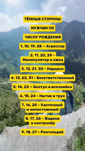 ТЕМНЫЕ СТОРОНЫ МУЖЧИН ПО ЧИСЛУ РОЖДЕНИЯ