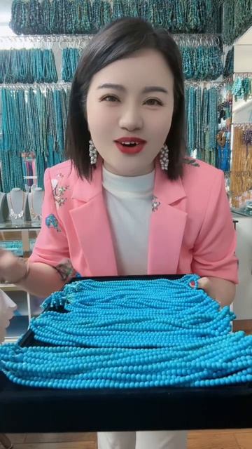 250527-15 Sleeping Beauty Turquoise Bead Strand: Flowing Gem Poem