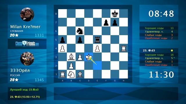 Chess Game Analysis: 333Орёл - Milan Kre?mer : 1-0 (By ChessFriends.com)