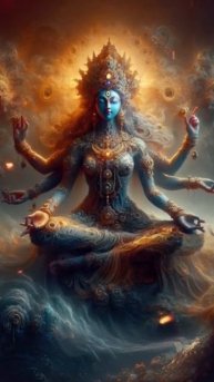 «Калика пурана». Кали-Парвати совершает аскезу в течение 100 лет, чтобы изменить цвет своей кожи