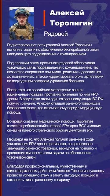Алексей Торопигин Наградной лист Z