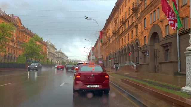 Минск 4K | Первый майский ливень | Улицы столицы во врем?