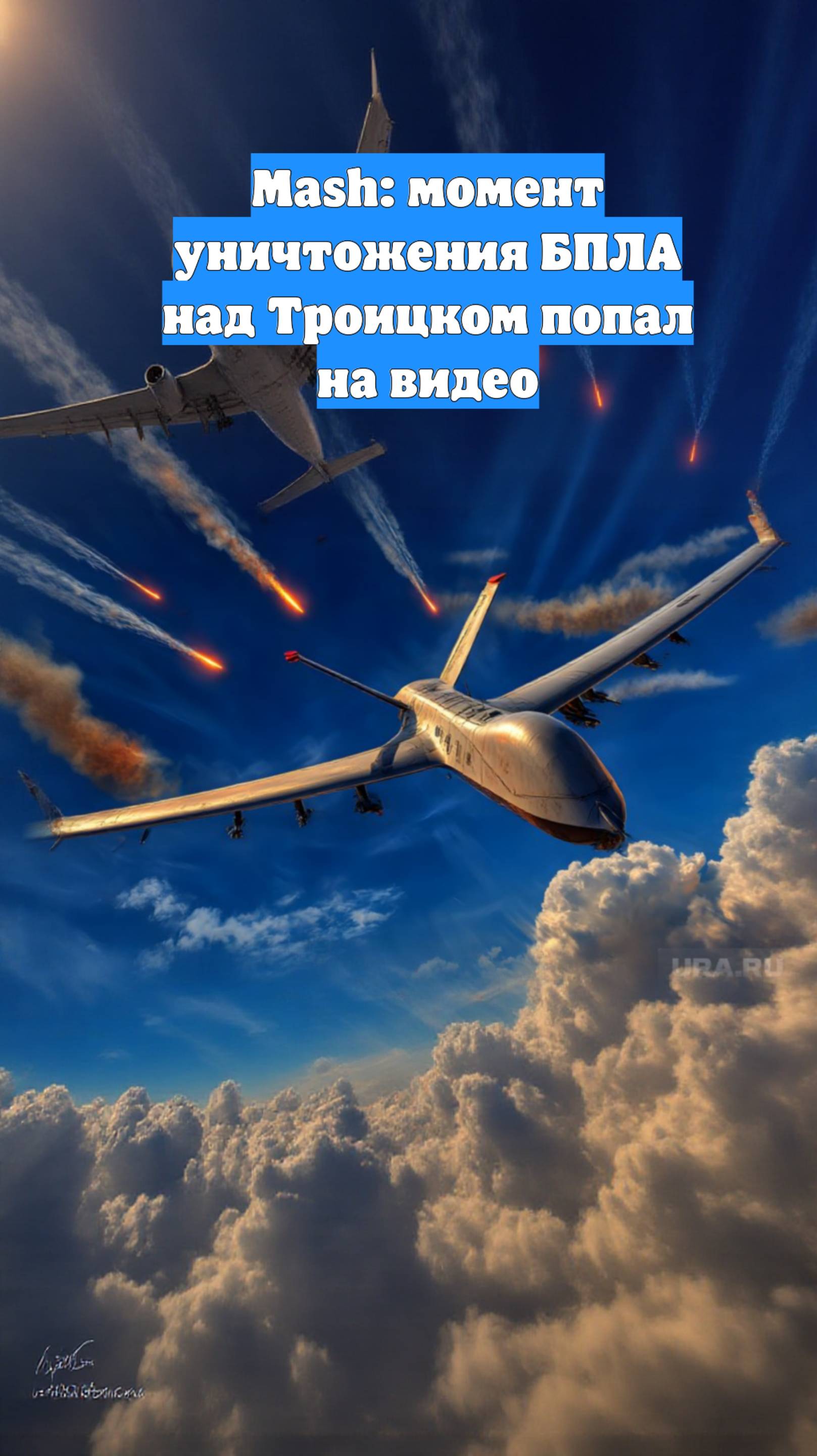 Mash: момент уничтожения БПЛА над Троицком попал на видео