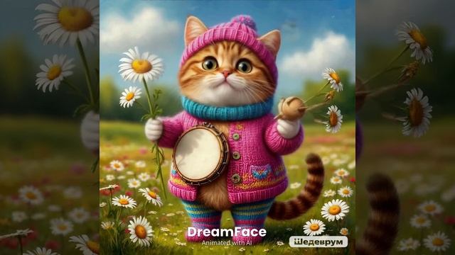 котик с ромашками