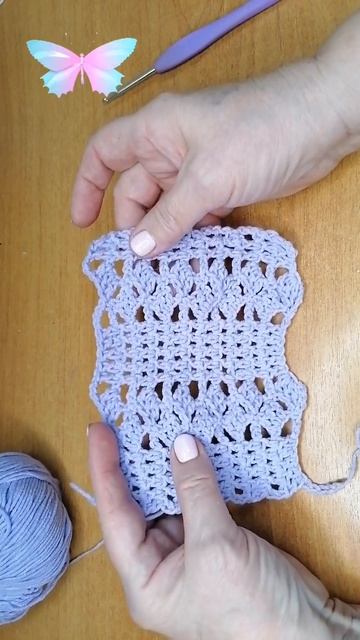 Узор крючком всего из одного ряда Ажурные дорожки для вязания пледа, палантина,кофточки.