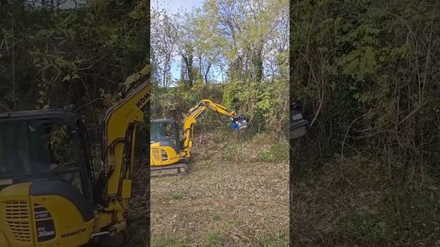 Минимульчер TFK50 OSMA на мини-экскаваторе Komatsu PC30mr