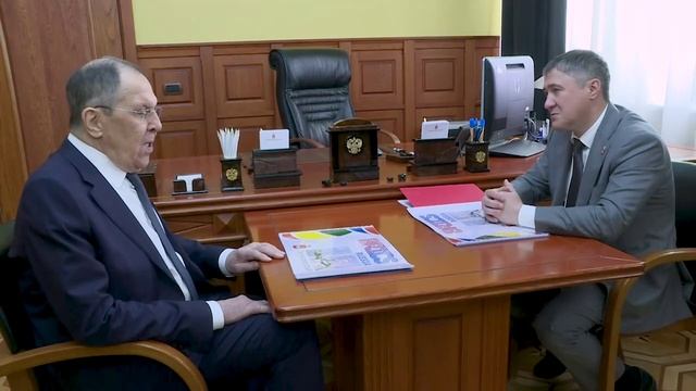 Встреча Министра иностранных дел России С.В.Лаврова с губернатором Пермского края Д.Н.Махониным