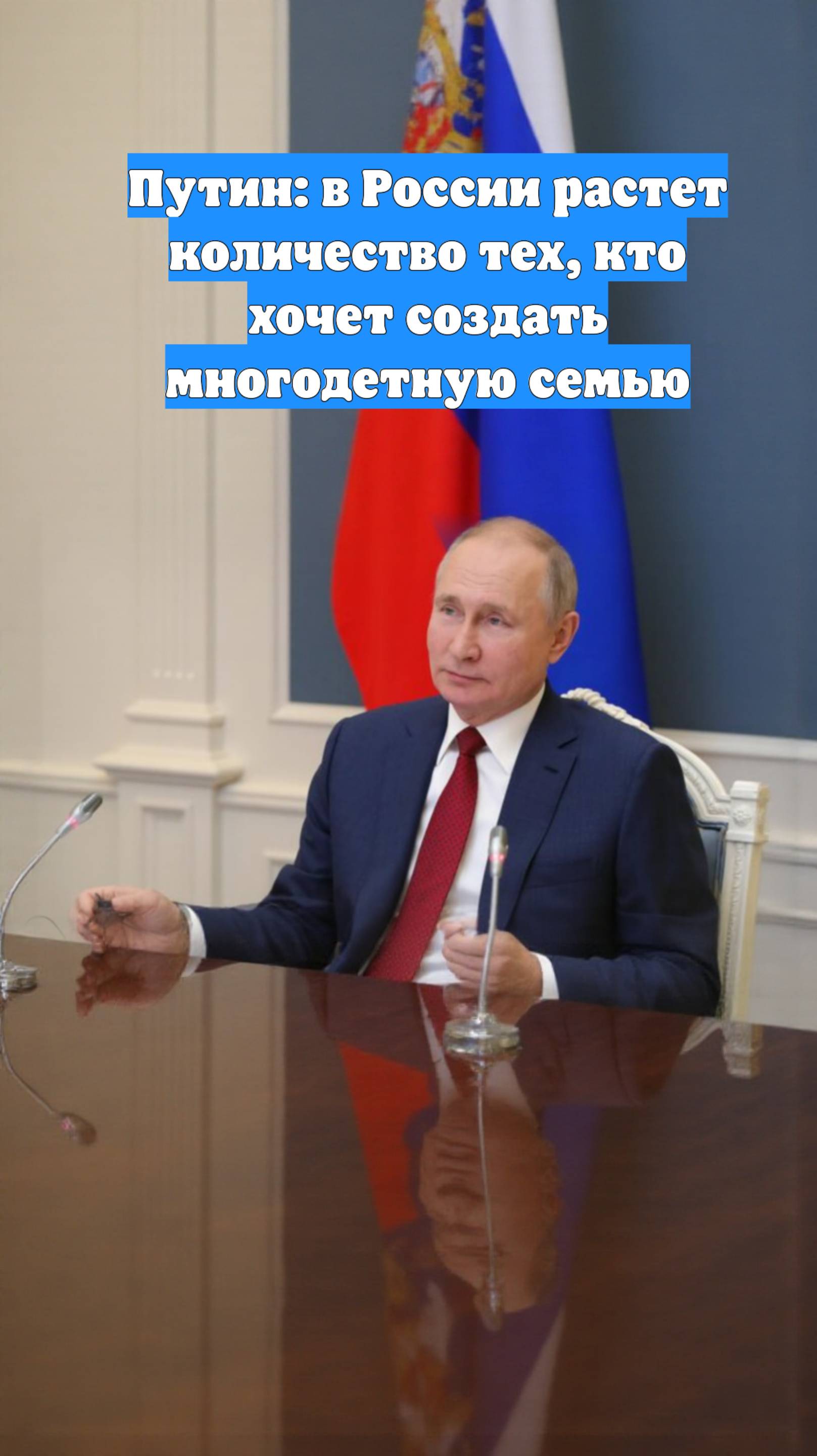Путин: в России растет количество тех, кто хочет создать многодетную семью