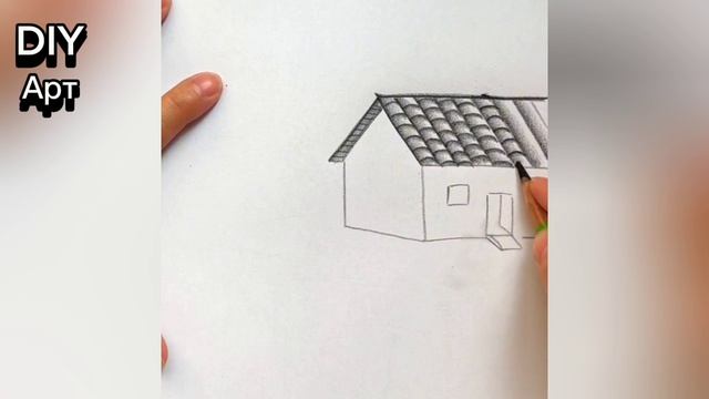 Дом у обрыва рисование легко для начинающих. DIY
Арт