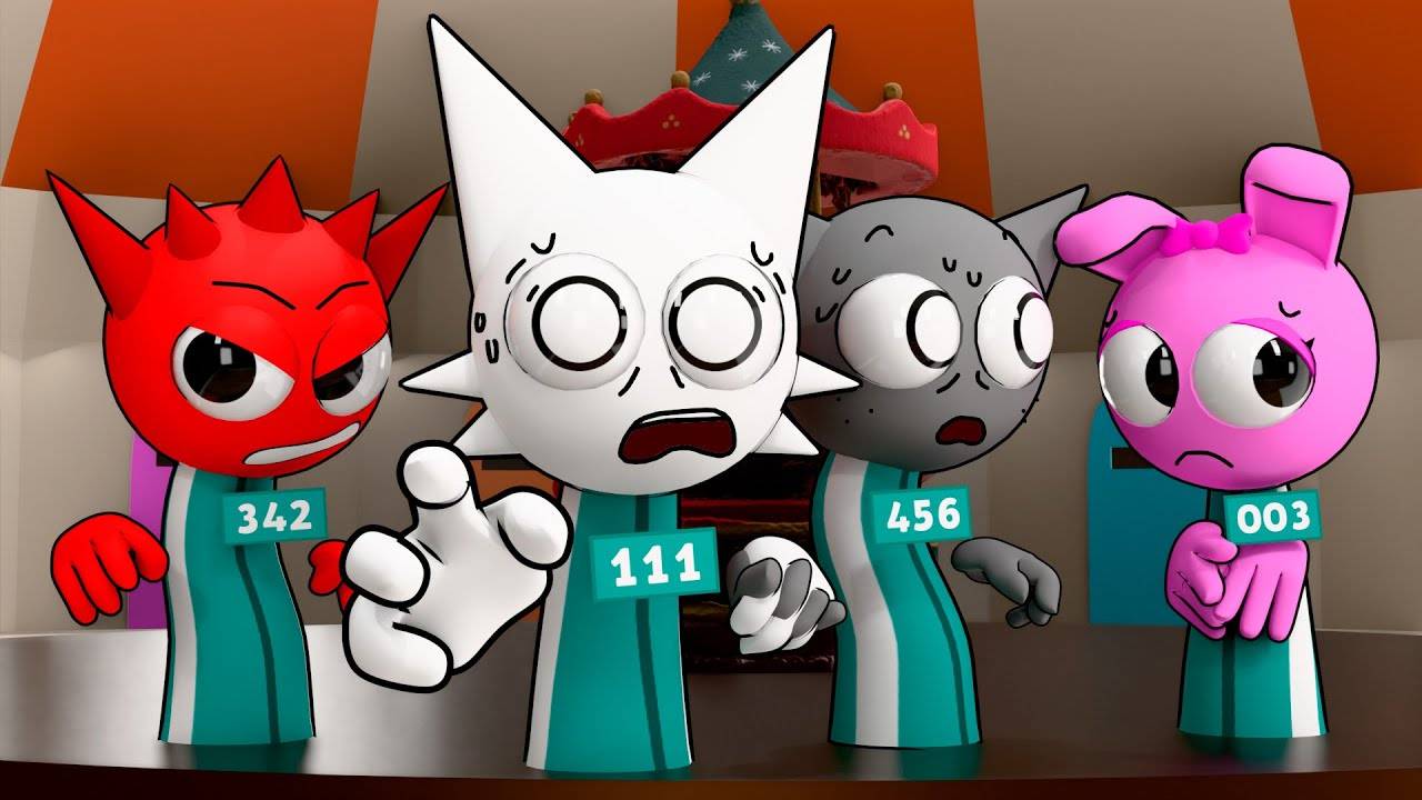 Incredibox Sprunki — Сложная игра с кальмарами-каруселями (анимация)