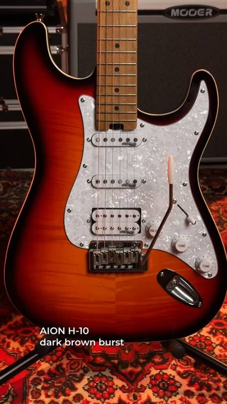 Огненный стиль: электрогитара Aion H-10 dark brown burst