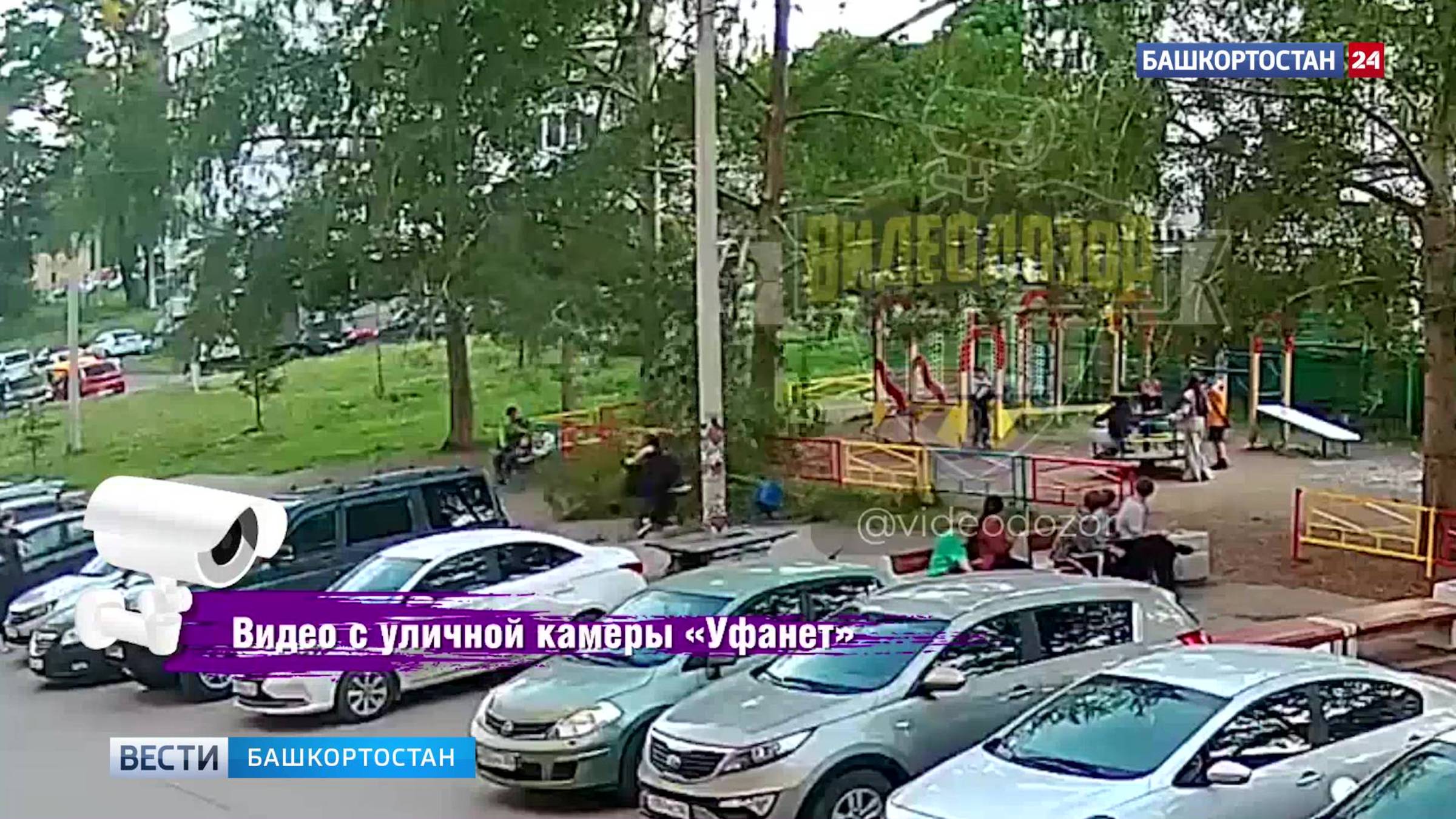 Момент падения огромной ветки на уфимца с ребенком в коляске попал на видео