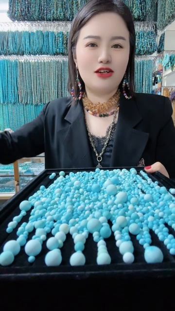 250528-11 Natural Original Turquoise Beads: Deep-Sea Blue in the Palm
