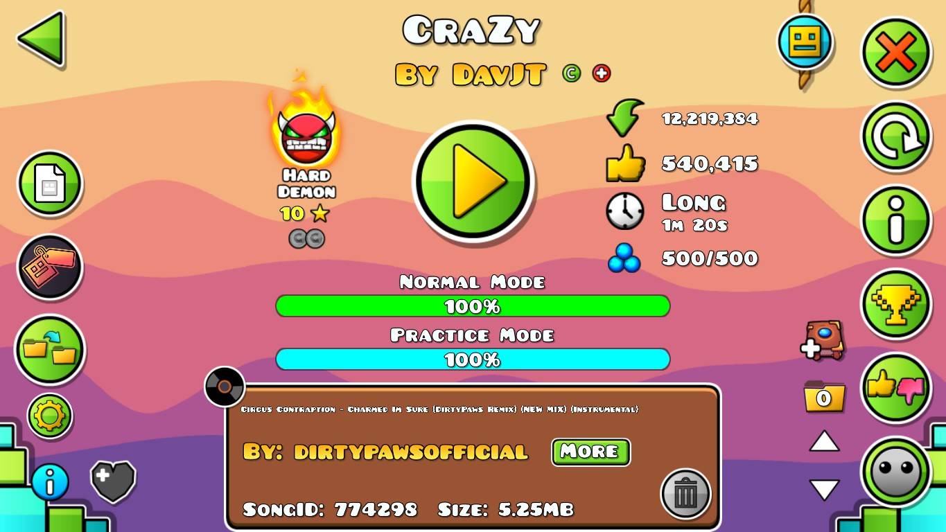 Geometry Dash. CraZy by DavJT (Hard demon) - 100%