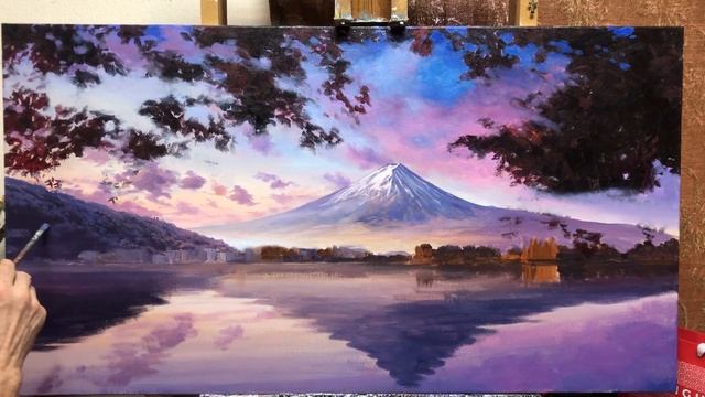 Artist Alik Oleynik "Mount Fuji", the painting process