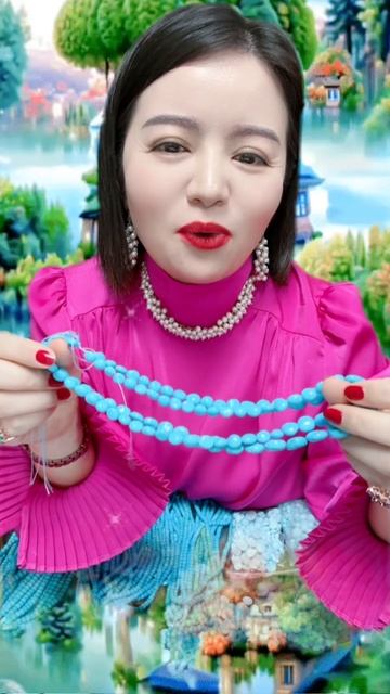 250528-14 Sleeping Beauty Turquoise Bead Strand: Flowing Gem Love Letter