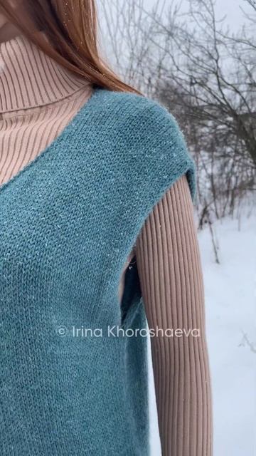 Вязаный сарафан (туника) из шерсти с альпакой от Ирины Хорошаевой #вязание #iriscafairytale