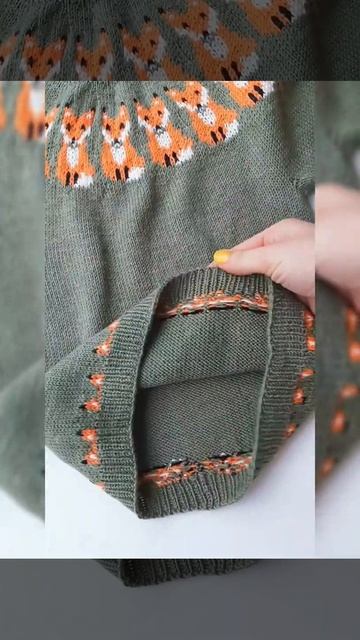 Свитер с лисичками детский. Вяжем лопапейсу. Свитер Лопапейса с круглой кокеткой. Вязание спицами