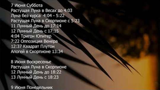 Лунный Календарь на Июнь 2025 года