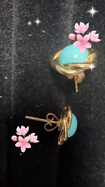 250528-4 18K Gold Inlaid Turquoise Earrings: Deep-Sea Stars Blooming by the Ears